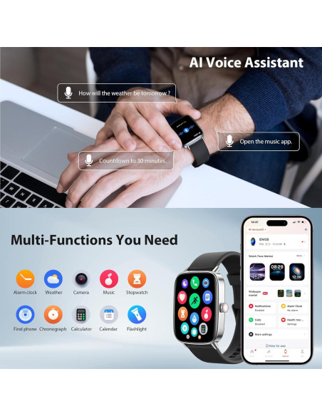 Reloj Inteligente Yoever 2025 Pantalla HD 1.85" Fitness IP68