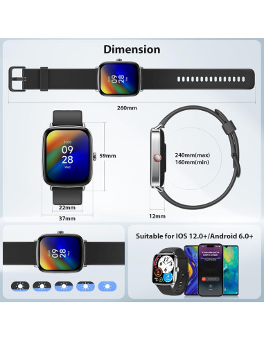 Reloj Inteligente Yoever 2025 Pantalla HD 1.85" Fitness IP68