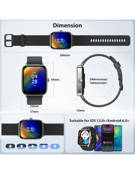 Reloj Inteligente Yoever 2025 Pantalla HD 1.85" Fitness IP68