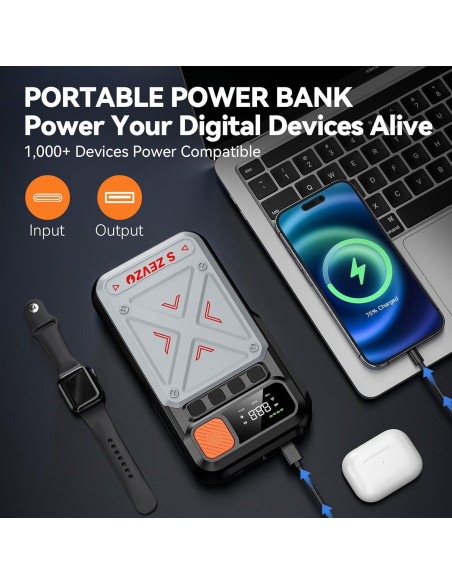 Arrancador de Coche S ZEVZO B29L 3500A con Compresor 150PSI