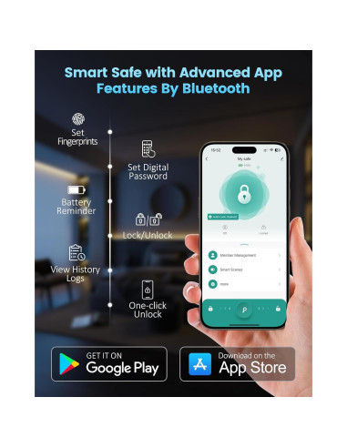 Caja Fuerte Biométrica Adoreal para 2 Pistolas, Acero 16 Cal.