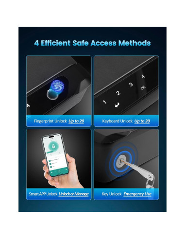 Caja Fuerte Biométrica Adoreal para 2 Pistolas, Acero 16 Cal.