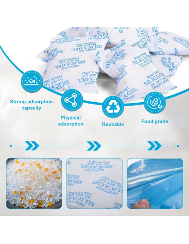 Paquetes de Gel de Sílice VOISEN 15 Pcs 50 Gramos Reutilizables
