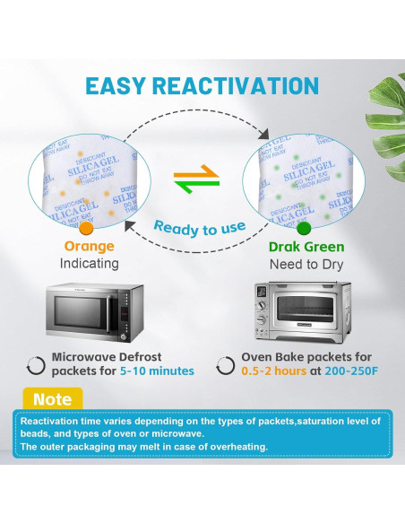 Paquetes de Gel de Sílice VOISEN 15 Pcs 50 Gramos Reutilizables