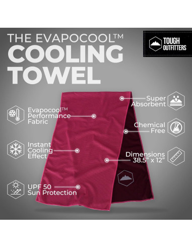 Toalla de Enfriamiento Tough Outdoors - Rosa - 97.79x30.48 cm