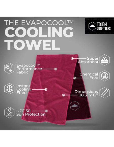 Toalla de Enfriamiento Tough Outdoors - Rosa - 97.79x30.48 cm