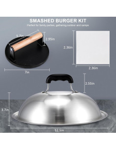 Kit de Accesorios para Plancha Blackstone - Prensa de Hamburguesas y Campana de 31.75 cm 2