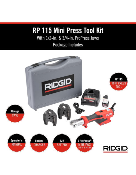 Mini Herramienta de Prensa RIDGID RP 115 con Batería 12V