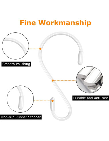 30 Ganchos en S de Acero Inoxidable Waitkey - 8 cm, Antideslizantes