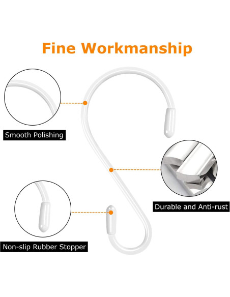 30 Ganchos en S de Acero Inoxidable Waitkey - 8 cm, Antideslizantes