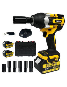 Llave de Impacto Inalámbrica 21V byczone 1000N.m con 2 Baterías