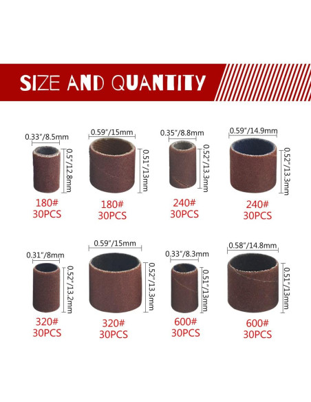 Juego de Lijadoras de Tambor WMYCONGCONG 252 Piezas 180-600 Granos