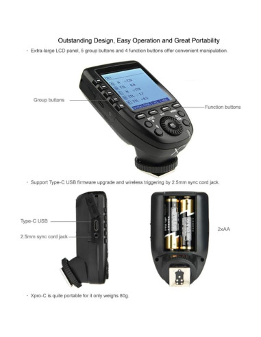 Godox XPro Disparador Inalámbrico TTL para Sony, 1/8000s