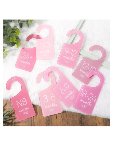 Divisores de Armario para Bebés Whaline Rosa 8 Piezas 17x7.6cm