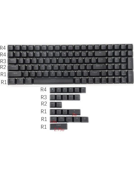 Conjunto de Teclas YMDK Doble Tiro 108 PBT Arcoíris Negro 122