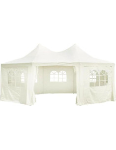 Carpa de Fiesta Octagonal YELWHI 6.0m x 4.4m x 4.6m Crema 2