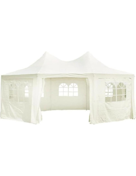 Carpa de Fiesta Octagonal YELWHI 6.0m x 4.4m x 4.6m Crema