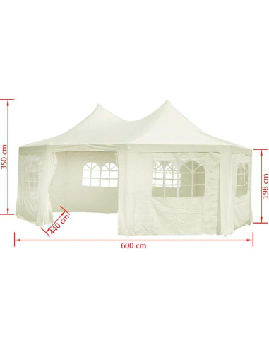 Carpa de Fiesta Octagonal YELWHI 6.0m x 4.4m x 4.6m Crema