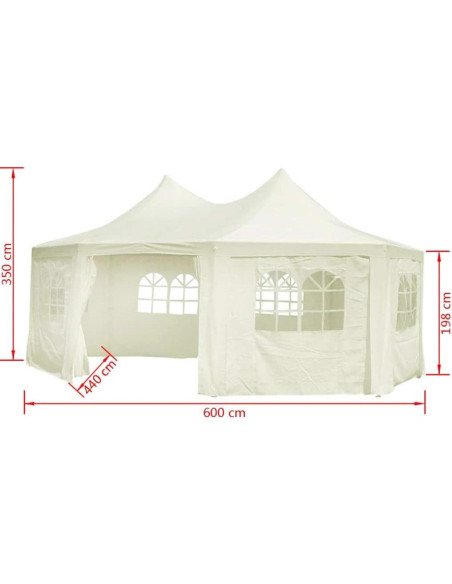 Carpa de Fiesta Octagonal YELWHI 6.0m x 4.4m x 4.6m Crema