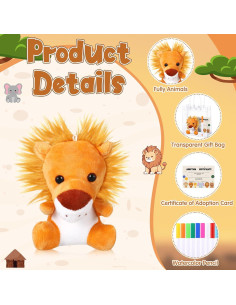 Set de 24 Mini Animales de Peluche HyDren con Tarjetas y Lápices 2