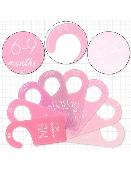 Divisores de Armario para Bebés Whaline Rosa 8 Piezas 17x7.6cm