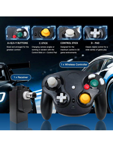 Controlador Inalámbrico NGHTMRE para Nintendo GameCube Negro