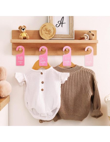Divisores de Armario para Bebés Whaline Rosa 8 Piezas 17x7.6cm