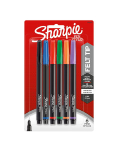 Bolígrafo Sharpie Punta Fina Paquete de 6 Colores Variados