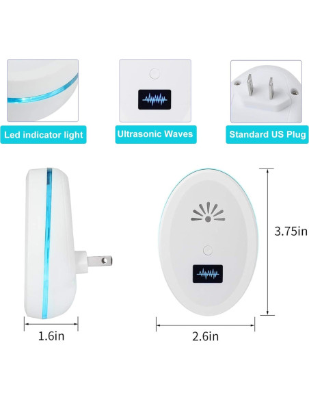 Repelente de Plagas Indoor BEIJIXI - Paquete de 4 Ultrasonido
