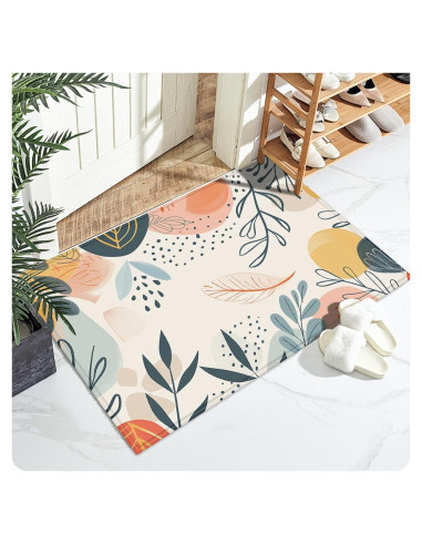 Alfombra de Baño Duibel Hojas Tropicales 76x43 cm Antideslizante