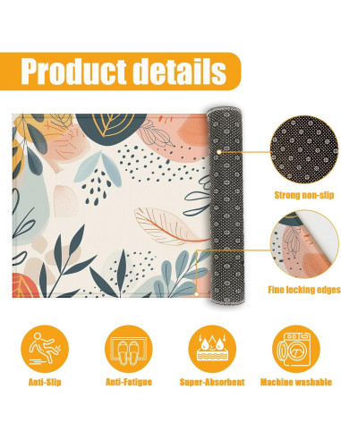 Alfombra de Baño Duibel Hojas Tropicales 76x43 cm Antideslizante