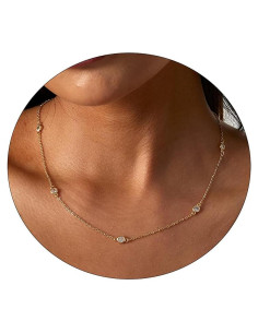 Collar Choker de Oro 14k LEXODY con Zirconia Cubica 42 cm