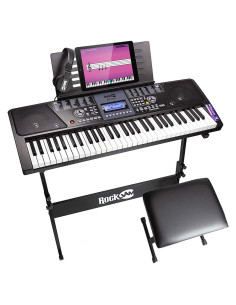 Kit de Piano Teclado RockJam 61 Teclas con Soporte y Auriculares