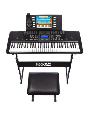 Kit de Piano Teclado RockJam 61 Teclas con Soporte y Auriculares
