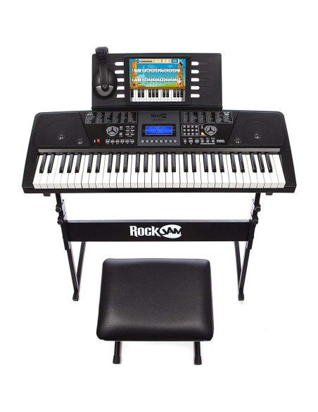 Kit de Piano Teclado RockJam 61 Teclas con Soporte y Auriculares