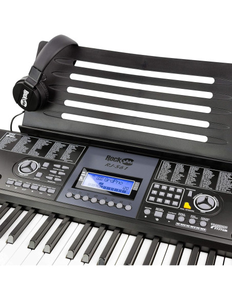 Kit de Piano Teclado RockJam 61 Teclas con Soporte y Auriculares