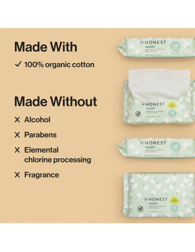 Toallitas Secas Orgánicas The Honest Company 48 Unidades