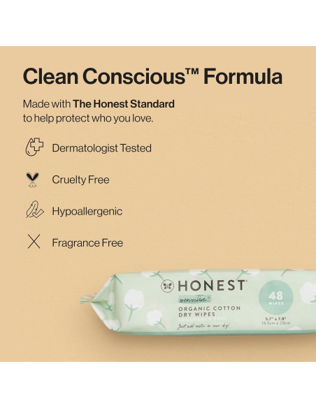 Toallitas Secas Orgánicas The Honest Company 48 Unidades