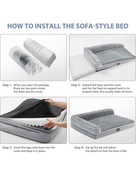 Cama ortopédica para perros grandes BFPETHOME - Sofá impermeable