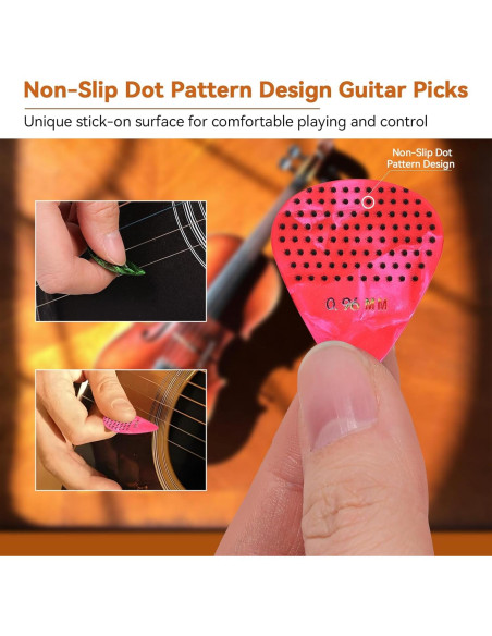 30 Púas de Guitarra Antideslizantes con Estuche - Multicolor