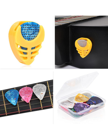 30 Púas de Guitarra Antideslizantes con Estuche - Multicolor