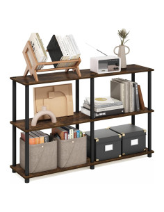 Estante de Almacenamiento Furinno Turn-N-Tube 3 Niveles Pino Ámbar/Negro