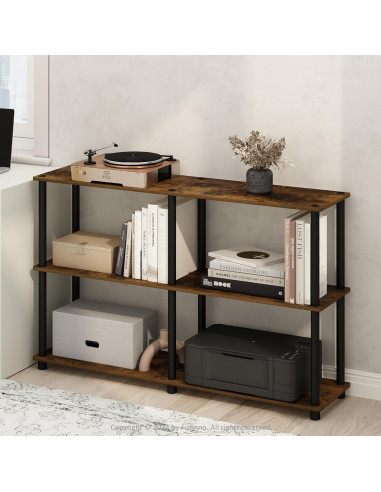 Estante de Almacenamiento Furinno Turn-N-Tube 3 Niveles Pino Ámbar/Negro