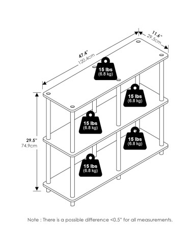 Estante de Almacenamiento Furinno Turn-N-Tube 3 Niveles Pino Ámbar/Negro