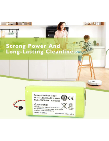 Batería de Reemplazo 14.4V 2600mAh para Aspiradoras Ecovacs y Eufy