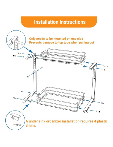 Organizador Bajo Fregadero JYPS 2 Niveles Ajustable Negro