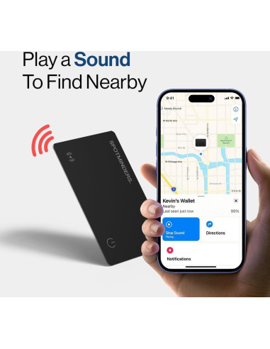 Rastreador de Cartera Spotminders Certificado Apple MFi Negro
