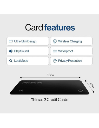 Rastreador de Cartera Spotminders Certificado Apple MFi Negro