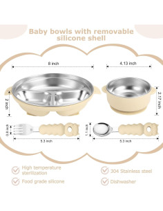 Set de Plato y Cuenco Antideslizante Wesketch Crema 2 Piezas 2