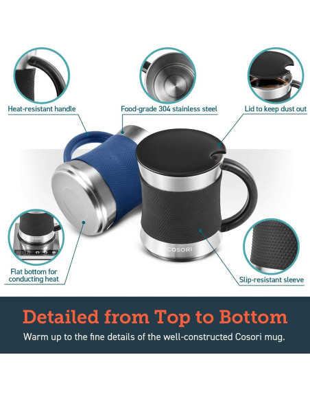 Juego de 2 Tazas de Café COSORI Acero Inoxidable 0.5 L